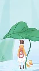 女孩植物插画雨水节气海报视频的预览图